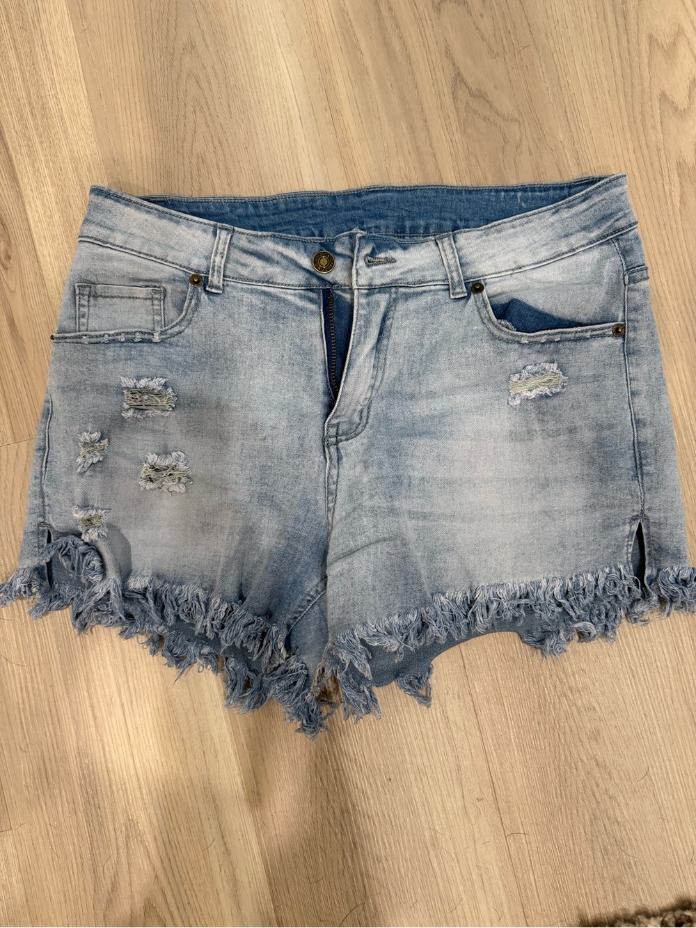 Light Blue Distressed Denim Women's Shorts